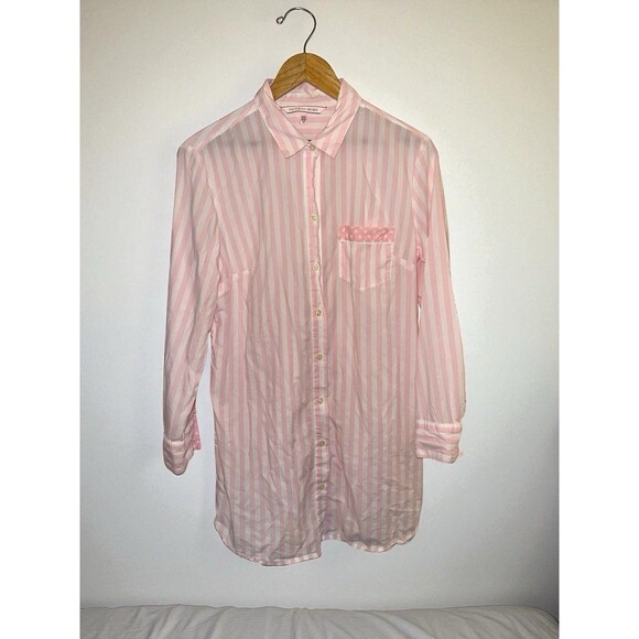Victoria’s Secret Pink Stripe Pajama Sleep Shirt Small Coquette Loungewear - Picture 5 of 13